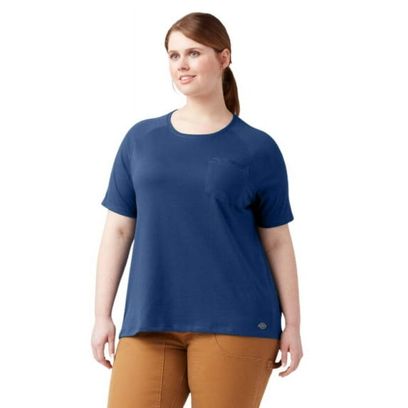 Dickies Women's Plus Cooling Short Sleeve Pocket T-Shirt, Dynamic Navy, 3PS