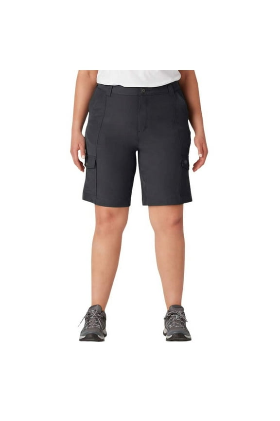 Women's Plus Cooling Slim Fit Cargo Shorts, 10", Black, 22W