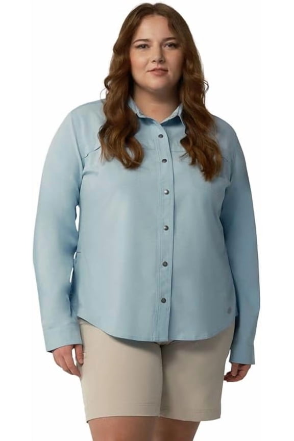Women's Plus Cooling Work Shirt, Snap Front, Clear Blue, 2X, UPF 40+, Moisture-Wicking
