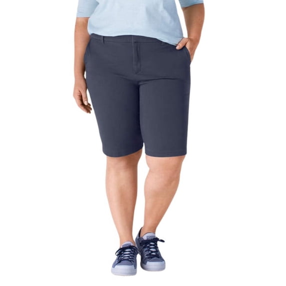 Dickies Women's Plus Perfect Shape Straight Fit Bermuda Shorts, 11", Rinsed Navy, 20W