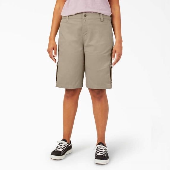 Dickies Women's Plus Relaxed Fit Cargo Shorts, 11", Desert Sand, 18W