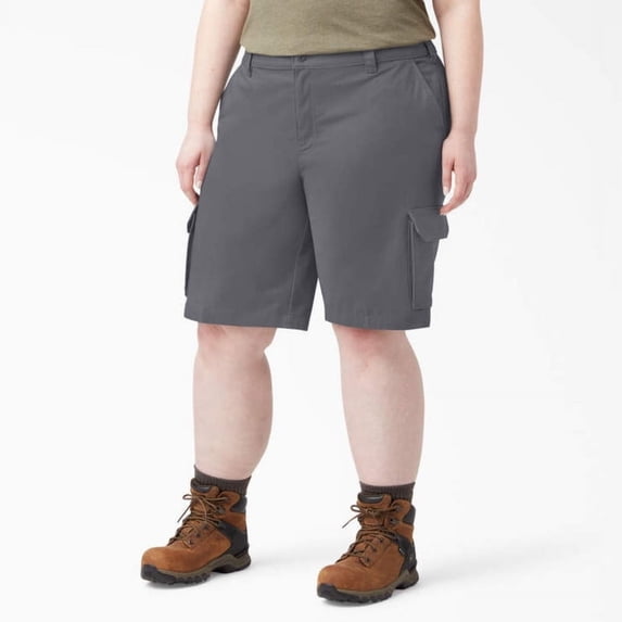 Dickies Women's Plus Relaxed Fit Cargo Shorts, 11", Graphite Gray, 16W