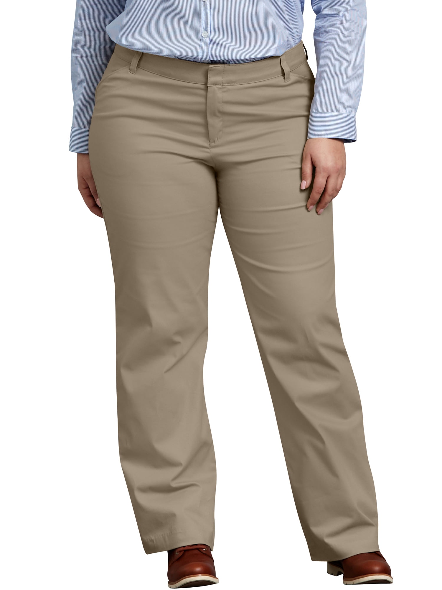 Dickies Women's Plus Size Relaxed Straight Stretch Twill Pant