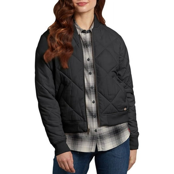 Dickies Women's Quilted Bomber Jacket, Black, XS