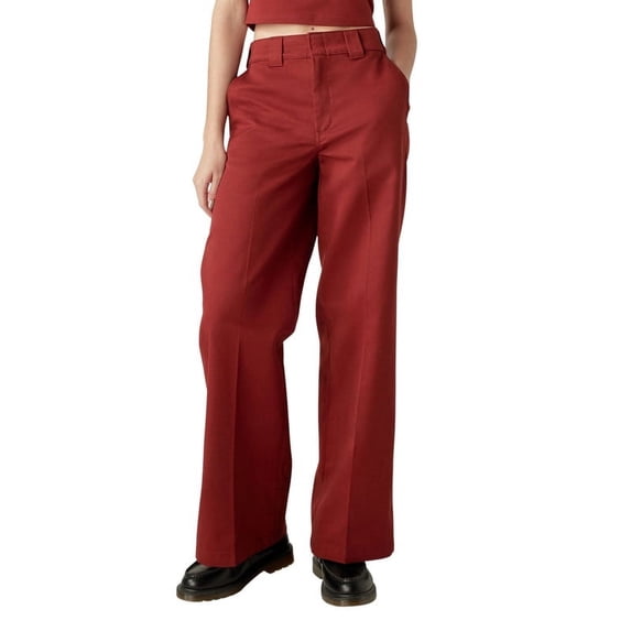 Dickies Women's Regular Fit Wide Leg Work Pants, Fired Brick, Size 2