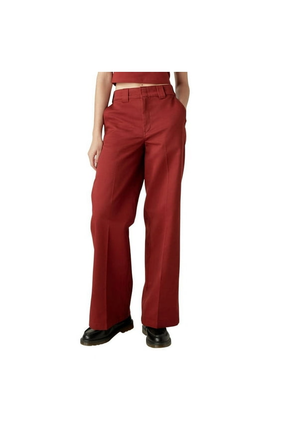 Women's Regular Fit Wide Leg Work Pants, Fired Brick, Size 4