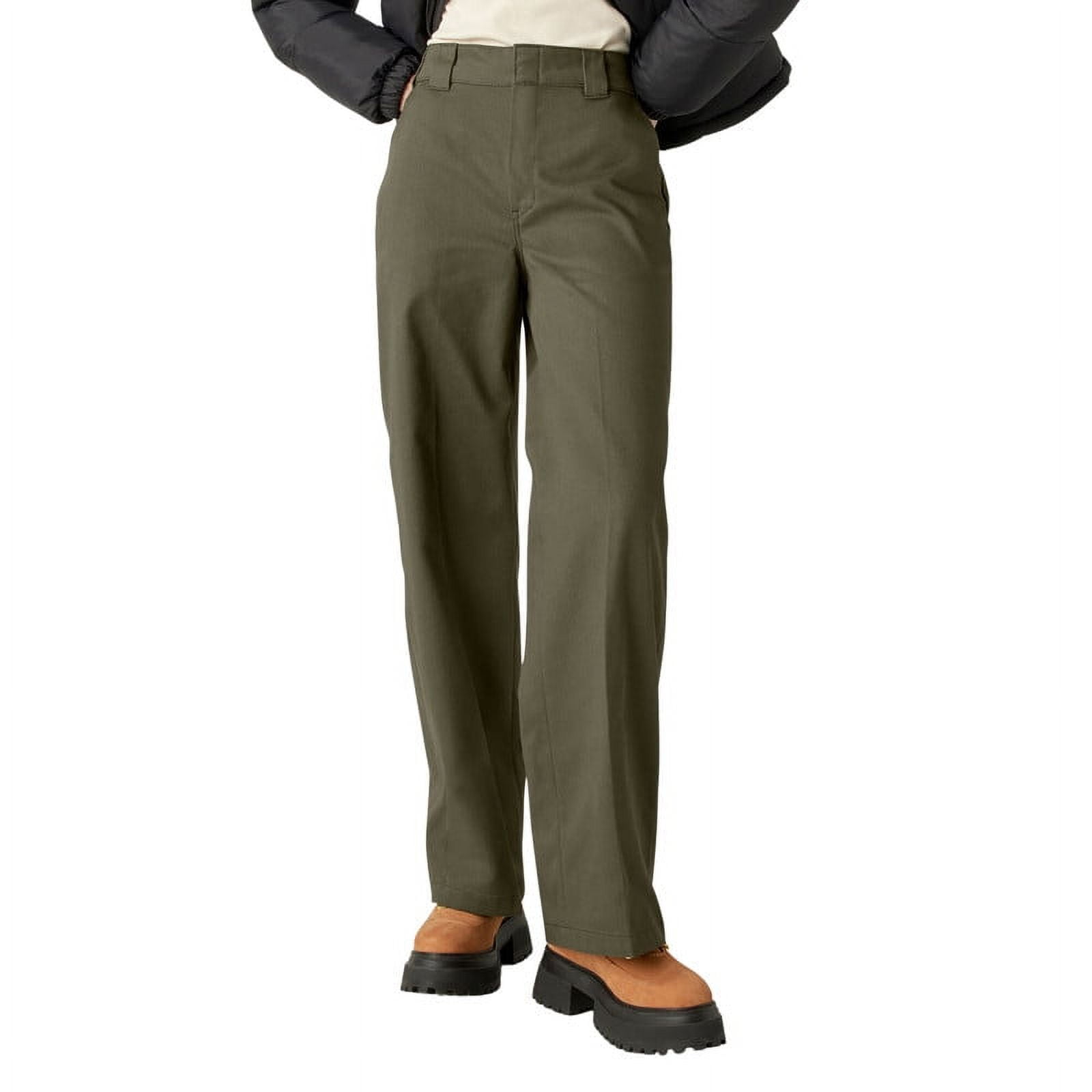 Dickies Women's Regular Fit Wide Leg Work Pants, Military Dickies Women's Regular Fit Wide Leg Work Pants, Military