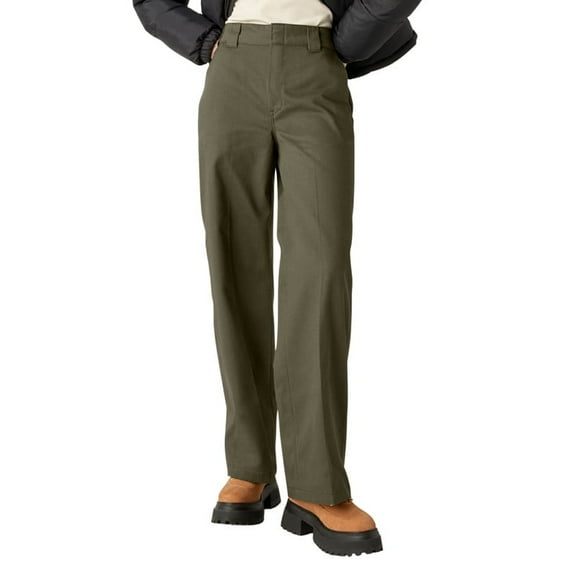 Dickies Women's Regular Fit Wide Leg Work Pants, Military Green, Size 2