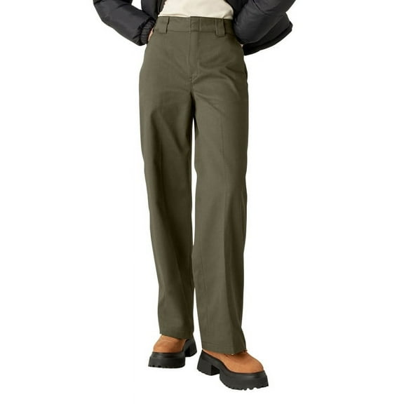 Dickies Women's Regular Fit Wide Leg Work Pants, Military Green, Size 8