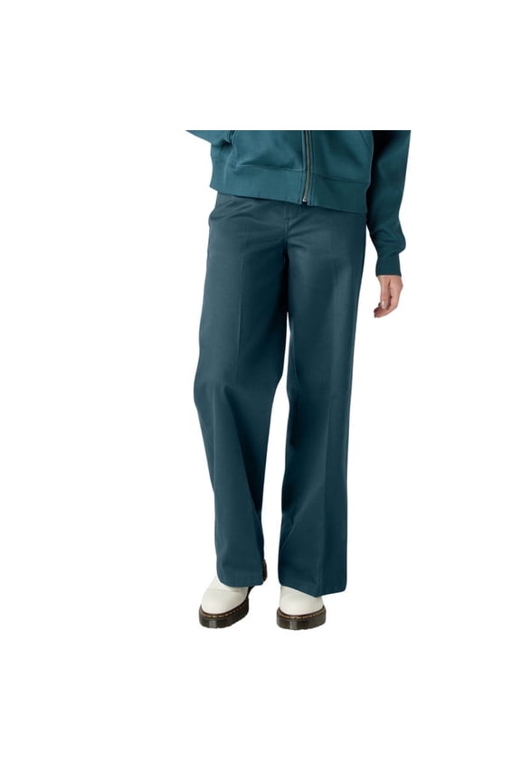 Women's Regular Fit Wide Leg Work Pants, Reflecting Pond, Size 14