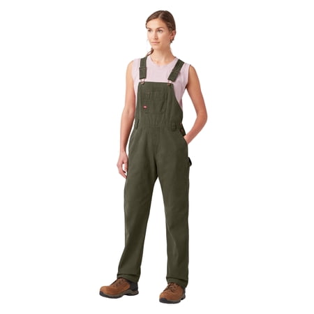 Dickies Women's Relaxed Fit Bib Overalls with Adjustable Straps, Functional Pockets, and Durable Cotton Denim for Work or Casual Wear