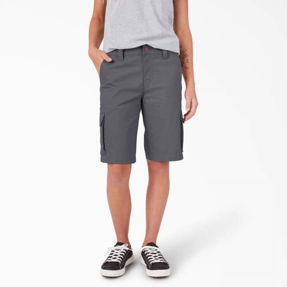 Dickies Women's Relaxed Fit Cargo Shorts, Graphite Gray, 10, 11"