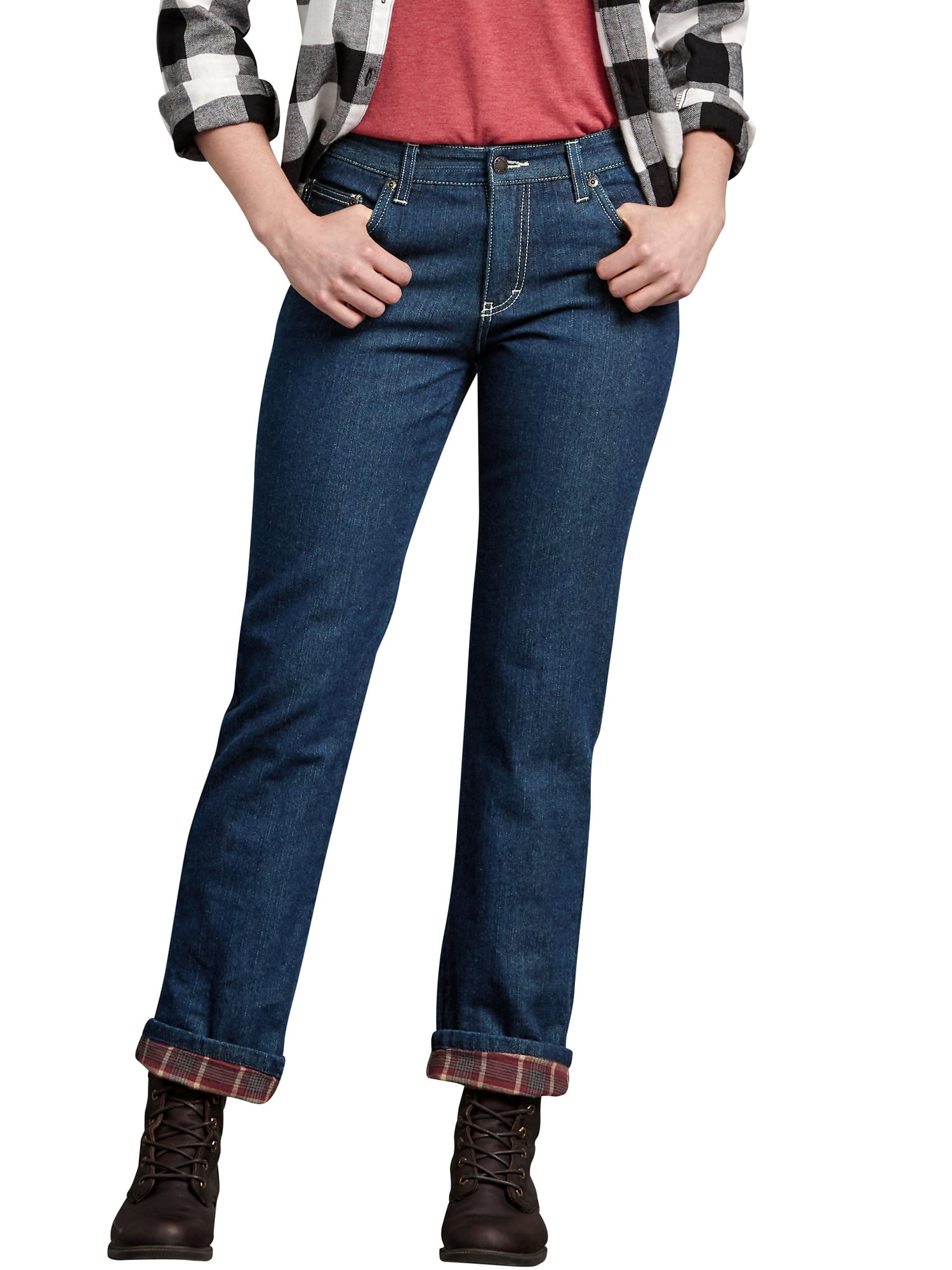 heroin Hollow hane Dickies Women's Relaxed Fit Straight Leg Flannel Lined Denim Jeans -  Walmart.com