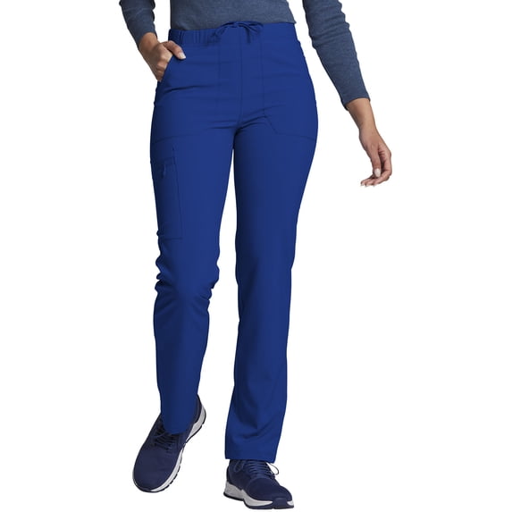 Dickies Women's Scrub Pants Natural Rise Tapered Leg Pull-On Bottoms with 7 Pockets and Knit Waistband DK005, L, Turquoise