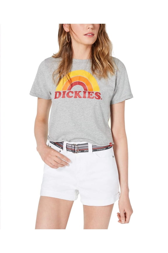 Women's Short-Sleeve Cotton Rainbow-Logo T-Shirt (Grey, X-Small, XS)