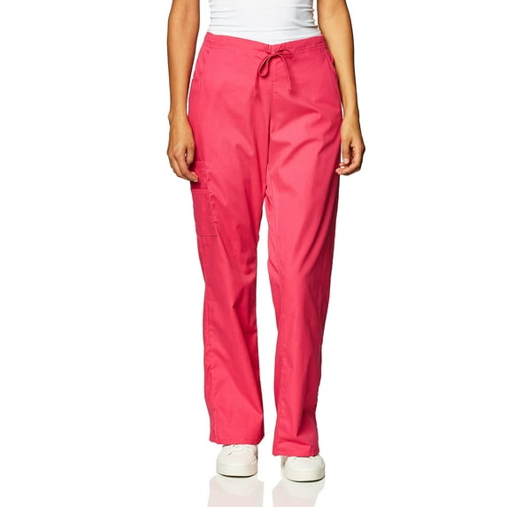 Dickies Women's Signature Mid Rise Drawstring Scrubs Cargo Pant, Hot Pink, Small