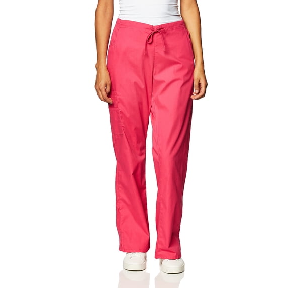 Dickies Women's Signature Mid Rise Drawstring Scrubs Cargo Pant, Hot Pink, X-Large