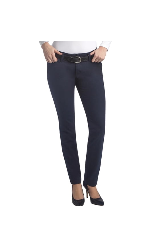 Womens Work Pants - Mid Rise Skinny Stretch Fit Twill Pull On Office Casual Pants for Women