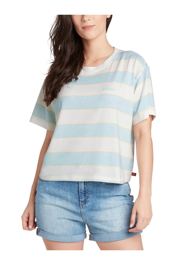 Womens Juniors Cotton Striped Pullover Top