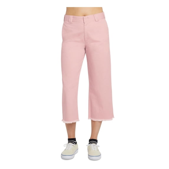 Dickies Womens Juniors Work Frayed Hem Cropped Jeans