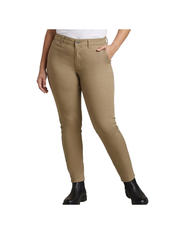 Womens Plus Size Slim Fit Twill Pant-Size Up-Narrow Through The Hip