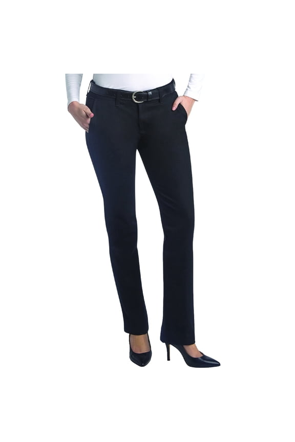 Womens Work Pants Skinny Fit Straight Leg Flat Front Stretchy Twill Workwear Casual Pants