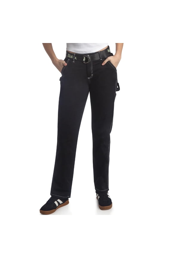 Womens Work Pants - High Waist Women Carpenter Pants Relaxed Fit with Belt & Utility Pockets