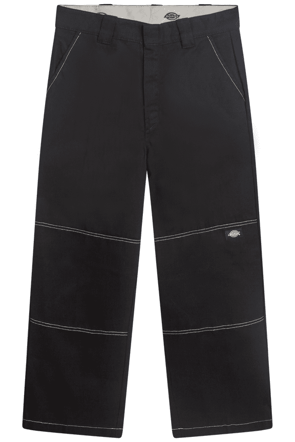 Womens Work Pants - High Waisted Relaxed Fit Contrast Stitch Casual Double Knee Womens Pants