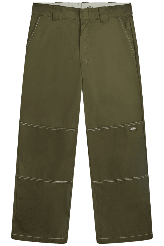 Womens Work Pants - High Waisted Relaxed Fit Contrast Stitch Casual Double Knee Womens Pants