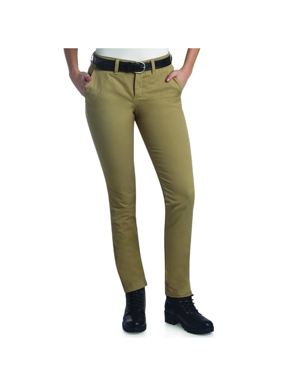 Women's Casual Skinny Twill Pants-Mid-Rise, Non-Stretch, Runs Small