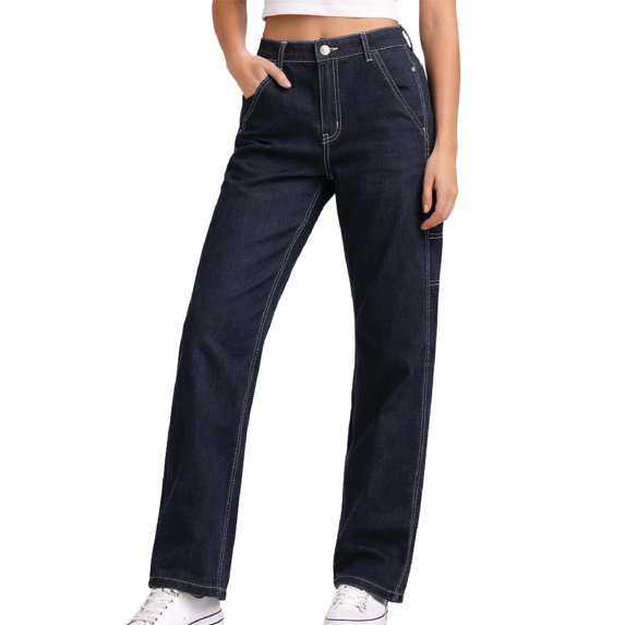 Dickies Womens Work Pants - Twill Cotton Slim Fit Roll Hem Carpenter Pants for Women with Pockets