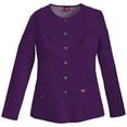 thumbnail image 1 of Dickies Xtreme Stretch Medical Scrubs Warm Up Jacket for Women Snap Front 82310, L, Eggplant, 1 of 5