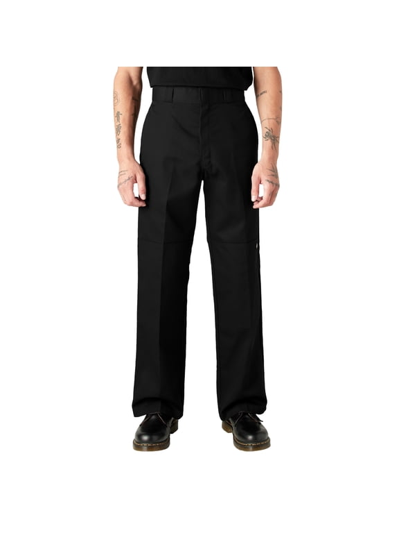 Men's Loose Fit Double Knee Work Pants, Black, 36X32