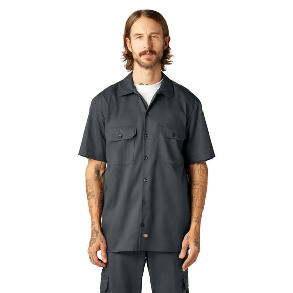 Dickies Men's FLEX Relaxed Fit Short Sleeve Work Shirt – Moisture-Wicking, Durable Twill for Comfort & Mobility