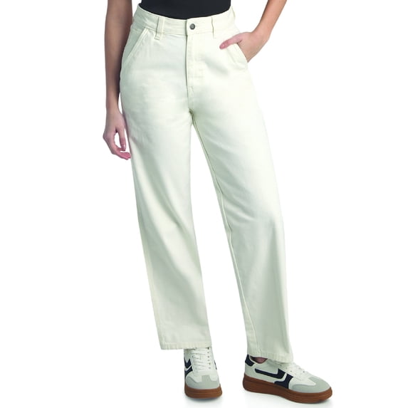 Women's Thick Duck Canvas Straight Leg Pant-Runs Small-High Rise