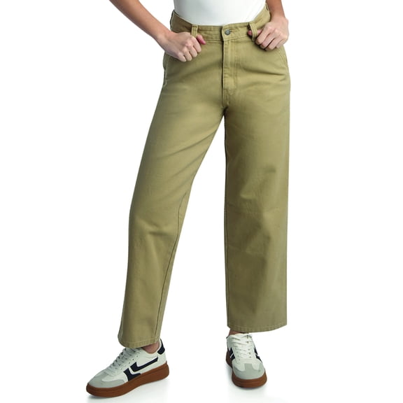 Women's Thick Duck Canvas Straight Leg Pant-Runs Small-High Rise