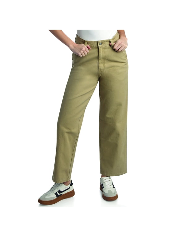 Women's Thick Duck Canvas Straight Leg Pant-Runs Small-High Rise