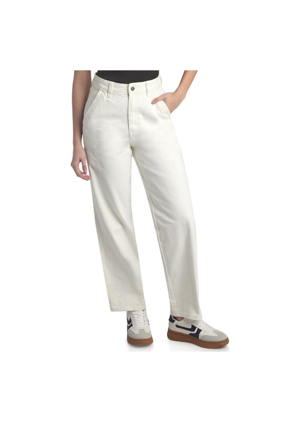 Womens Duck Canvas Pants - High Waisted Wide Leg Cotton Brushed Casual Work Pants for Women