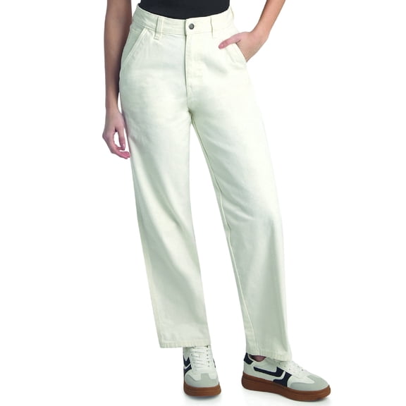 Women's Thick Duck Canvas Straight Leg Pant-Runs Small-High Rise