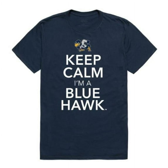 Dickinson State University Blue Hawks Keep Calm T-Shirt, Navy - Large