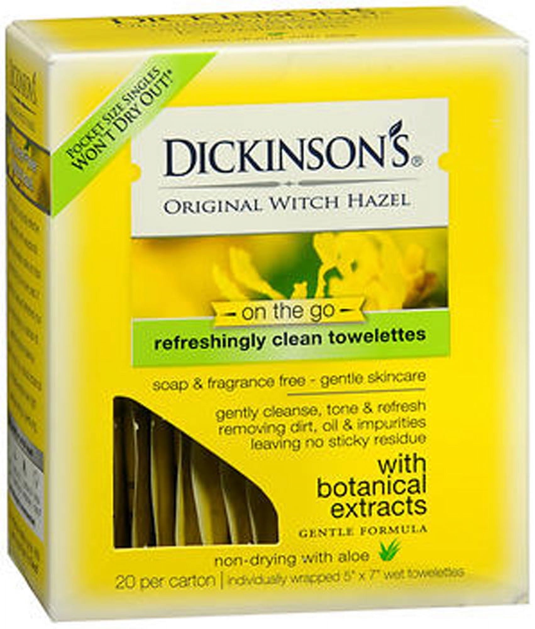 Dickinson's Original Refreshingly Clean Facial Wipes Towelettes, Witch Hazel and Aloe, 20 Ct - image 1 of 7