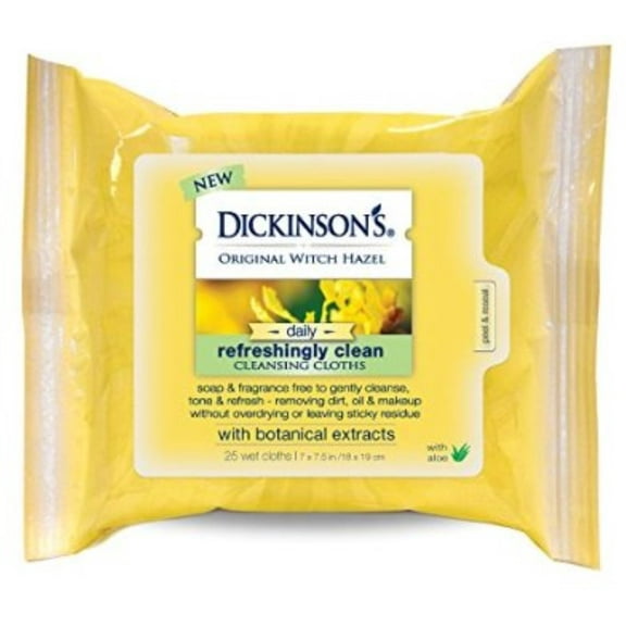 Dickinson's Original Witch Hazel Daily Refreshingly Clean Cleansing Cloths 25 ea (Pack of 2)