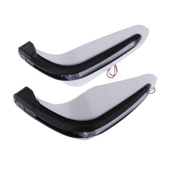 Dickly 1 Pair of Motorcycle Handguards with LED Light Universal Shield Protector Cover White