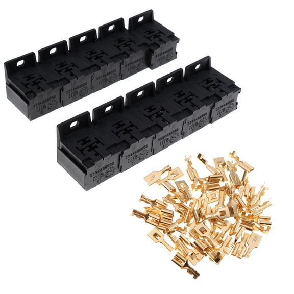 Dickly 10 Set 40A Relay Connector 5-Pin Mounting Socket w/ 50 Terminal Base Holder SPDT