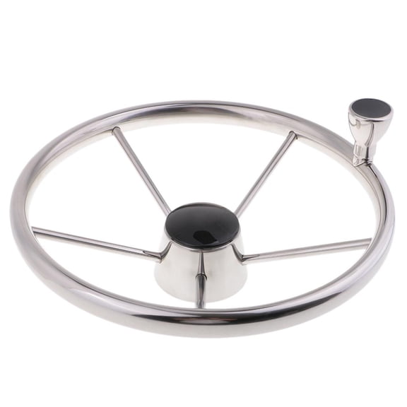 Dickly 13 1/2 '' marine yacht boat steering wheel stainless steel 5 spokes with button