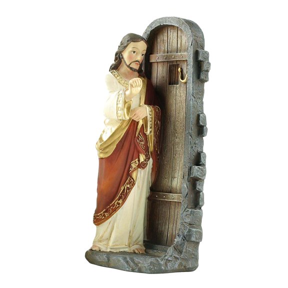 Dickly 13cm Christmas Jesus Knocking at The Door Figurine Hand Painted Decorative Jesus