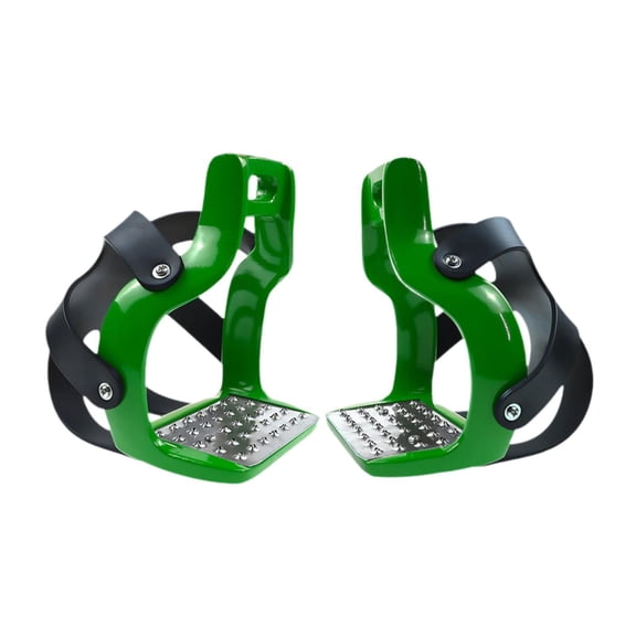 Dickly 2 Pieces Horse Riding Stirrup Stainless Steel Anti Slip Stirrups Wide Track Foot Green
