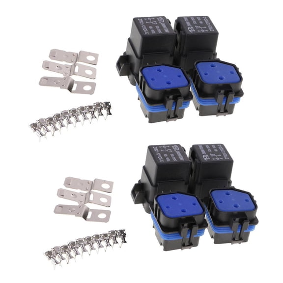 Dickly 4 Set Car Motorcycle Boat Automotive 40A 12V 5Pin Relay Socket Terminals Kit