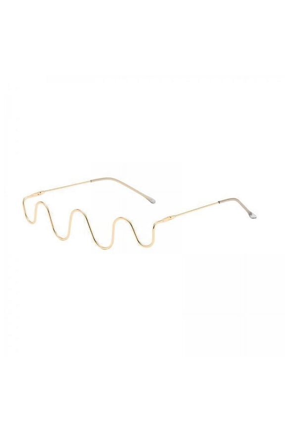 4x Semi Half Glasses No Lens Half Metal Crystal Wire Decorative Eyewear Eyeglasses Shape for Rimless Music Festival Costumes , Gold 4 Pcs