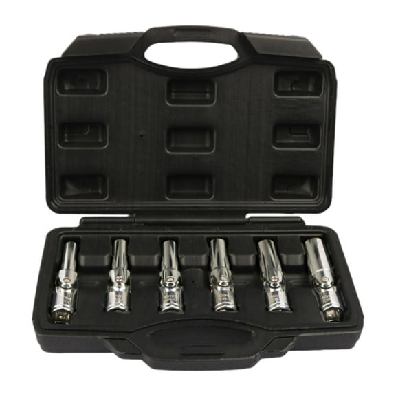 Dickly 6Pcs Drive Spark Plug Socket Set 8mm 9mm 10mm 12mm 14mm 16mm Steel Sockets with Rubber Retaining Rings